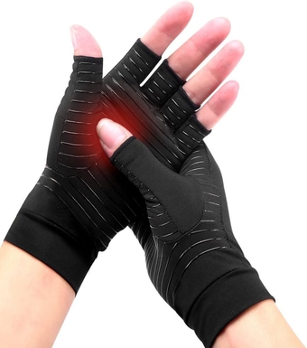 Compression Arthritis Gloves, Best Copper Infused Fingerless Compression Gloves for Women and Men, Healing for Arthritis, Pain Relief, Carpal Tunnel Aches, Rheumatoid Pains (X-Large)
