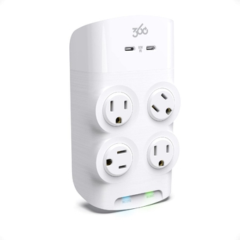 Revolve 60 Watt USB-C Wall Tap Power Surge Protector with 2 USB C Ports, 4 Rotating Outlets, Multi Plug Outlet Splitter, Electric Wall Outlet Adapter, Swivel Outlets Fit 4 Large Plugs