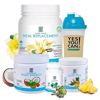 Detox Plus Kit (Meal Replacement Vegan Vanilla, Aloe Vera Hibiscus) - Complete Meal Replacement Powder, High Energy Shake Booster, Aloe Vera Detox Supplement, Health Transformation
