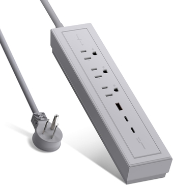 73w USB Power Strip All in One GaN Fast Charging Station with 3 USB Ports(2 Type-C 1 Type-A) 3 AC Outlets 6FT Extension Cord Flat Plug for iPhone, Galaxy, MacBook, Laptop, Switch, etc (Grey)