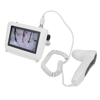 Skin Hair Scalp Detector, air Follicle Facial Skin Oil Moisture HD LCD Screen Microscope Tester, Rechargeable Hair Analyser Machine Digital Skin Health Detection for Home Salon(US Plug)