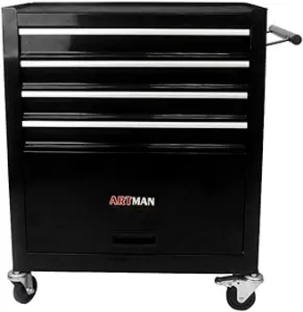 4 Drawers Rolling Tool Cart on Wheels, Trolley Organizer Tool Case Tool Chest, Multifunctional Tool Storage Tool Box for Workshop, Garage, Warehouse, Repair Shop (4 Drawers-29.3" H-Black)