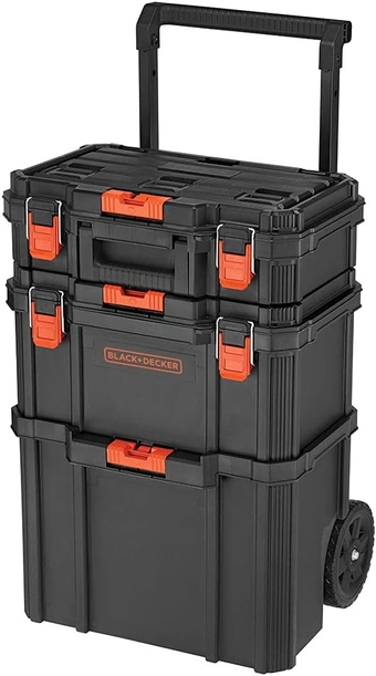 by BLACK+DECKER BLACK+DECKER BDST60500APB Stackable Storage System - 3 Piece Set (Small, Deep Toolbox, and Rolling Tote)