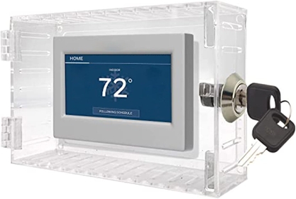 Thermostat Lock Box with Key, Universal Thermostat Cover, Clear Large Thermostat Guard for Thermostat on Wall, Fits Thermostats 7''x4.5''x2 ''or Smaller