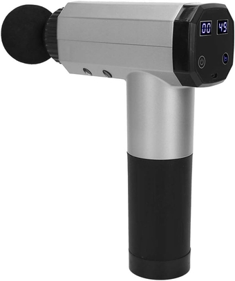 Electric Smart Massager Gun, with 4 Gears Adjustable Portable Muscle Deep Tissue Professional Body Device for Pain Relief USB Charging 4 Colors Available (Silver Color)