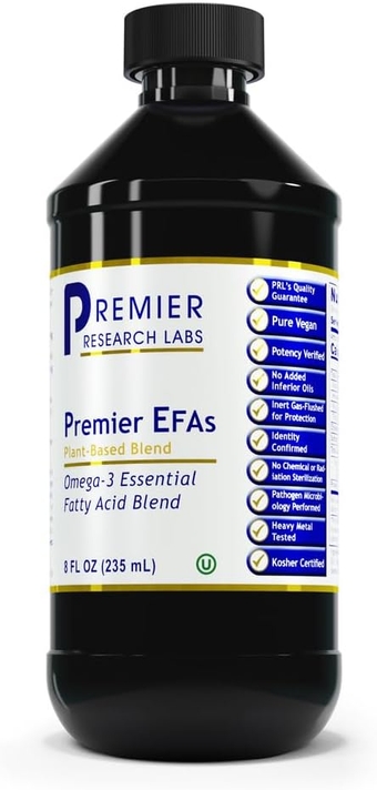 Premier Research Labs EFA Liquid - EFA Blend with GLA & Omega-3 - Omega 3, 6 & 9 - Immune Support & Heart Health* - Essential Fatty Acids - Pure Vegan - 8 fl oz