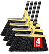 4 Packs Outdoor Broom for Floor Cleaning with 58" Long Handle, Heavy-Duty Commercial Brooms for S...