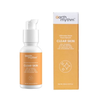 Rhythm 20% Vitamin C Serum for Glowing & Clear skin with Hyaluronic & Salicylic Acid| Hydrates Moisturizes & Brightens | Suitable for Oily Sensitive & Acne Prone Skin| Men & Women - 30 ml