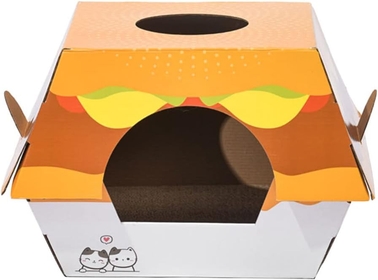 Hamburger Cat Nest Outdoor Toys Cat Scratcher Cardboard Cat Scratch Wall Toys for Outside Outdoor Cat Toys Outdoor Cat House Pet Toy Cat Scratching Post Corrugated Paper Hanging