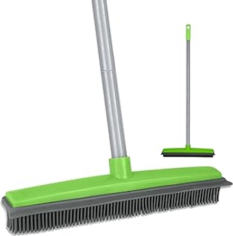 Rubber Broom Pet Hair Remover, Silicone Brooms for Floor Cleaning, Tile, Windows, Carpet Squeegee with Telescoping Handle,...