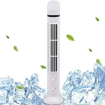 Tower Fan with Light, USB Standing Fan, Led Bladeless Fan, Quiet Coo-ling Portable Tower Electric Fan, Mini Vertical Conditioner for Home Office Bedroom with light For Office Home (White)