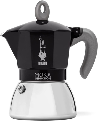 - Moka Induction, Moka Pot, Suitable for all Types of Hobs, 6 Cups Espresso (7.9 Oz Espresso), 280 ml, Black