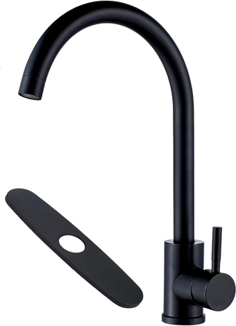 High Arc Matte Black Kitchen Faucet Single Handle Stainless Steel,Commercial Single Hole Kitchen Sink Faucet,Modern One Hole Bar Sink Faucet