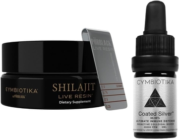 Pure Shilajit Resin and Coated Silver Bundle, Elemental Gold, Immune & Digestive Support Supplement, Colloidal Silver Liquid Supplement, Immune System Booster for Kids & Adults