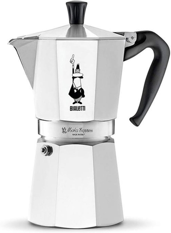 - Moka Express: Iconic Stovetop Espresso Maker, Makes Real Italian Coffee, Moka Pot 9 Cups (14 Oz - 420 Ml), Aluminium, Silver