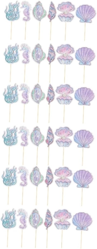 36 Pcs Mermaid Cake Insert Baby Shower Cake Decorations Mermaid Cupcake Liners Mermaid Theme Birthday Decorations Ocean Party Appetizer Picks The Summer Wood Miss Fruit