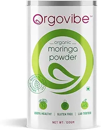 SSAR Orgovibe Organic Certified Moringa Leaf Powder (100 Gm) | USDA Certified Organic | Multi-Vitamin | Green Superfood | Natural Nutrition Supplement | No Preservatives | No Additives