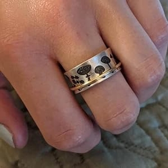 Vintage Mushroom Ring Nature Anxiety Rings for Women Meditation Fidget Spinner Ring Stackable Anti Stress Worry Jewelry Gifts 8B00Y (6)