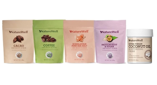 Extra Virgin Coconut Oil Moisturizing Cream 16 Oz + Original Dry Body Scrubs 4PK (7 Oz Each) Bundle, Exfoliate & Soften For Improved Texture & Intense Hydration