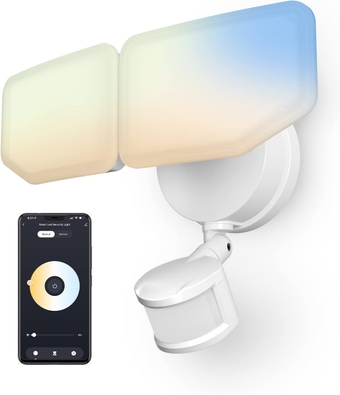 Smart LED Motion Sensor Outdoor Lights, 40W 2 Head Flood Lights Outdoor with Alexa/Google Home, 4000 LM Security Lights, 2700-6500K, IP65 Waterproof, App Controlled WiFi Lights for Garage, Yard