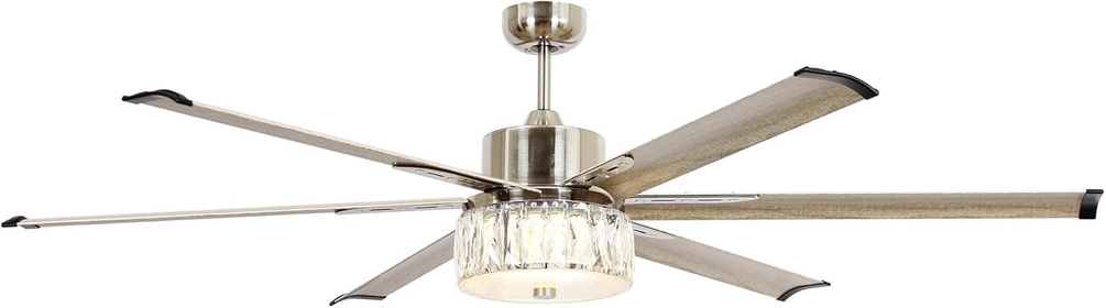 Ceiling Fans with Lights and Remote 65 Inch Large Ceiling Fan with Light Big Outdoor Ceiling Fans for Patios with LED Light, Nickel
