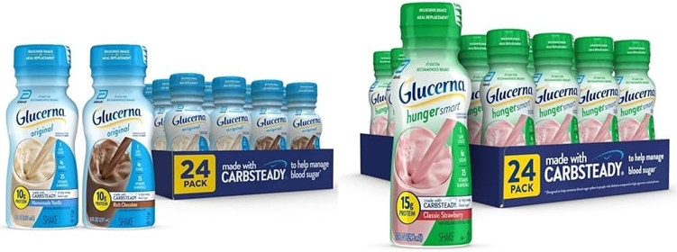 & Hunger Smart Shake, Diabetic Drink, Blood Sugar Management, 15g Protein, 180 Calories, Classic Strawberry, 10-fl-oz Bottle, 24 Count