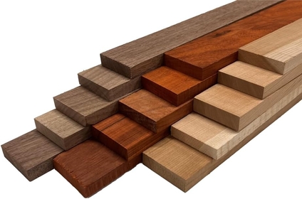 's Combo Pack of Padauk, Cherry, Walnut Assorted  Thin Stock | en Craft Carving Scrolls Short Lumber Boards | 3/8" x 2" x 12" (15 Pcs)
