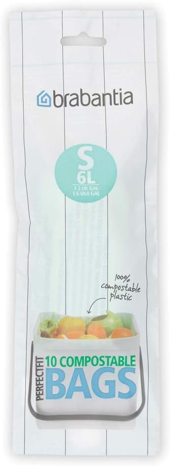 419683 10 Compostable Trash Bags, 1.6 Gallon, Green