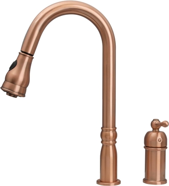 Copper Single-Handle Kitchen Sink Faucet with Pull Down Sprayer, One-Handle High Arc Pull Down Kitchen Faucet with in-Deck Handle