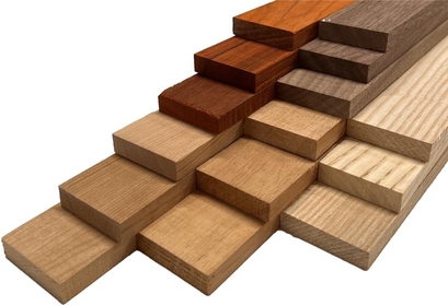 's Combo Pack of Cherry, Padauk, Honduran Mahogany, Walnut, White Ash Assorted  Cut-Offs Box | en Craft Carving Scrolls Short Lumber Boards | 1/4" x 2" x 12" (15 Pcs)
