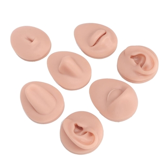 Piercing Practice Model, Simulation Silicone Ear Eye Nose, Fake Mout Tongue Silicone Belly Model Human Ear Ear Model Simulation Display Props Teaching Tools for Novice Piercer (Medium Fleshcolor)
