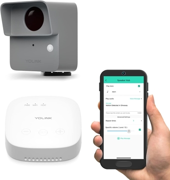 LoRa Smart Outdoor Motion Sensor Starter Kit, Driveway Alert, Property Invasion/Tresspassing Detector, Email/SMS/Push Alerts, Alexa, IFTTT, Home Assistant: Includes (1) Sensor, (1) SpeakerHub