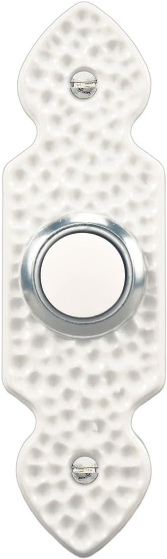 SL-830-02 Wired Push Button, Hammered White Finish with Lighted Center Button