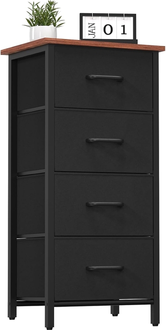 Dresser with 4 Storage Drawers, Tall Fabric Drawer Organizer Unit for Bedroom, Small Dressers & Chests of Drawers, Vertical Dressers Storage Tower Closet Living Room Hallway Entryway