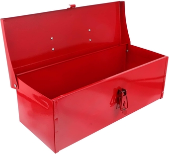 Small Metal Tool Box Portable Tool Box Organizer, Hip Roof Style Portable Steel Tool Box with Metal Latch Closure for Tools Storage (15.33X6.29X5.11 inch)