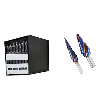 s TS29 Onyx 29pc TurboStep HSS Reduced Shank Mechanics Length 1/16" - 1/2" Drill Bit Set &  s 9442 Blue Steel 2pc Max-Duty Step Drill Set