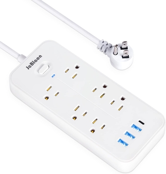 Power Strip with USB Ports, Surge Protector Outlets Extender with 6 Widely-Spaced Outlets and 4 USB(1 USB C), Wall Mount Flat Plug Extension Cord 6ft for Home, Office and Dorm, White