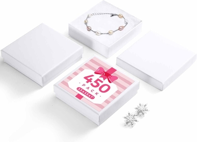 3.5x3.5x1'' White Jewelry Gift Boxes 450PC for Small Business, Bracelets, Earrings
