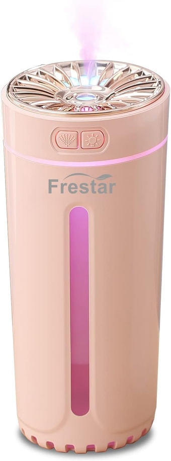 Small USB Desktop Humidifier 300ml with 7 Colors LED Light for Home, Plant, Car, Office, Bedroom,Baby with Nano Mist and No Battery (Pink)