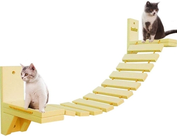 ® Wall-Mounted Cat dder Bridge with 2 Fixed Brackets Wood Cat Perch Mod Cat Lounge Hammock Cat Condo Kitty Activity Furniture Cat Climber Tree Tower Cat Cloud Shelf Board
