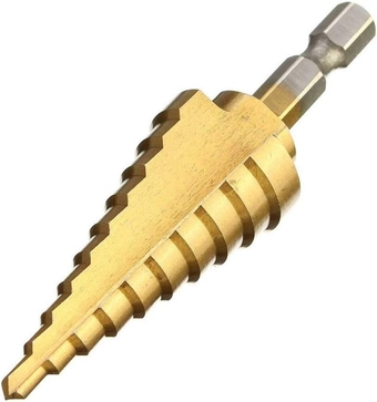 Drilling Step Bits Titanium Coated Step Drill HSS Straight Groove Pagoda Drill Hexagonal Shank Woodworking Tool Hole Cutter HSS Drill Bit