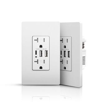 2-Pack 6.0A Wall Outlet with USB Ports, USB Electrical Outlet, 20Amp USB Wall Outlets, Tamper Resistant 3-Port USB C Outlet, Receptacle in-Wall Charger, Wall Plate Included, UL Listed, White