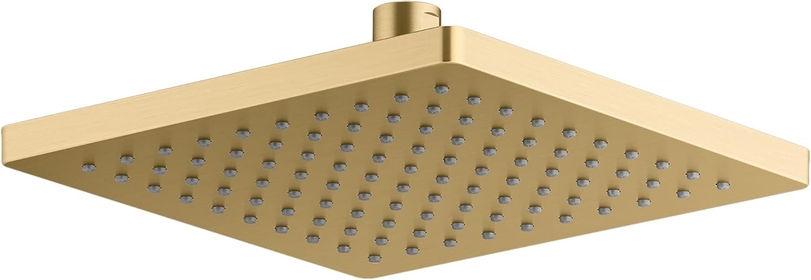 KOHLER 26148-G-2MB Honesty 8 Inch Single-Function Rainfall Showerhead, Wall- or Ceiling-Mount Square Shower Head, 1.75 GPM, Vibrant Brushed Moderne Brass