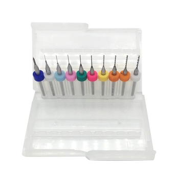 10pcs PCB Drill Bits Set, 0.1mm to 1.0mm, Tungsten Carbide Micro Drill Bit Set, 1/8" Mini Drill Tools for PCB Print Circuit Board Jewelry Making CNC Engraving Machine