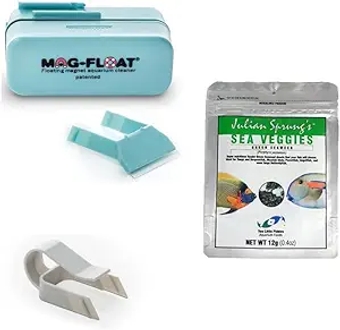 -130 Medium Acrylic Aquarium Cleaner, Feeding Clip & Sea Veggies Bundle (3 Items)