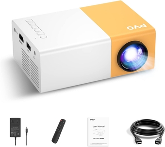 Mini Projector,  Portable Projector for Cartoon, Kids Gift, Outdoor Movie Projector, LED Pico Video Projector for Home Theater Movie Projector with HDMI USB Interfaces and Remote Control