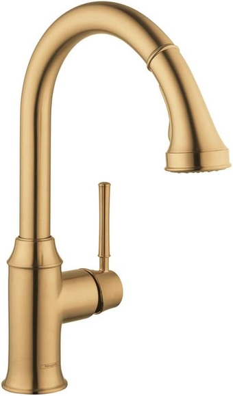 Talis C Gold High Arc Kitchen Faucet, Kitchen Faucets with Pull Down Sprayer, Faucet for Kitchen Sink, Brushed Gold Optic 04215250