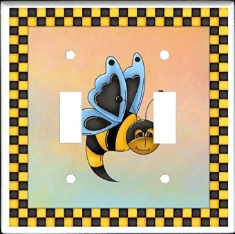 BUTTER BEES Design #3 Double Toggle Switch Electrical Wall Plate
