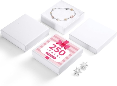 3.5x3.5x1'' White Jewelry Gift Boxes 250PC for Small Business, Bracelets, Earrings