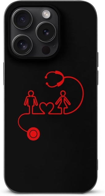 Stethoscope and Heart Symbol Phone Case Full-Body Protective Scratch-Resistant Phone Case Compatible with